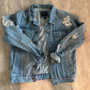 Distressed denim jacket